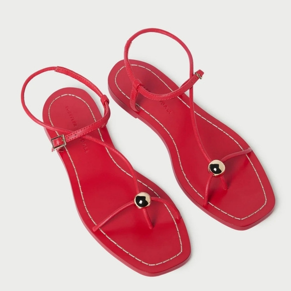Loeffler Randall Lara Red Nappa Leather Sandals Size 7.5 - Picture 1 of 14